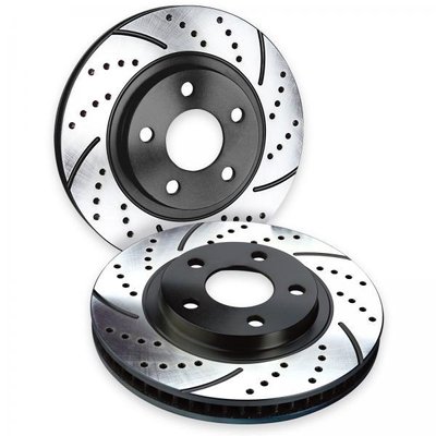 CB-33168 Premium Cross-Drilled & Slotted Brake Rotors (Black Zinc Coating) - Front Only 327573715 фото